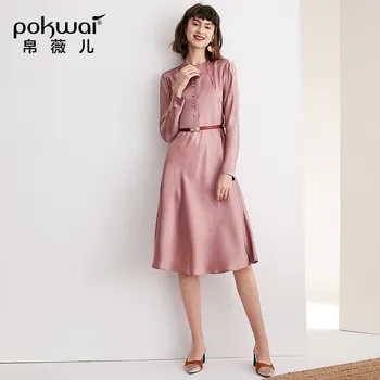 

pink shirt-style satin face dresses women 2020 summer brand long casual sexy office work beach boho dress plus size dropship