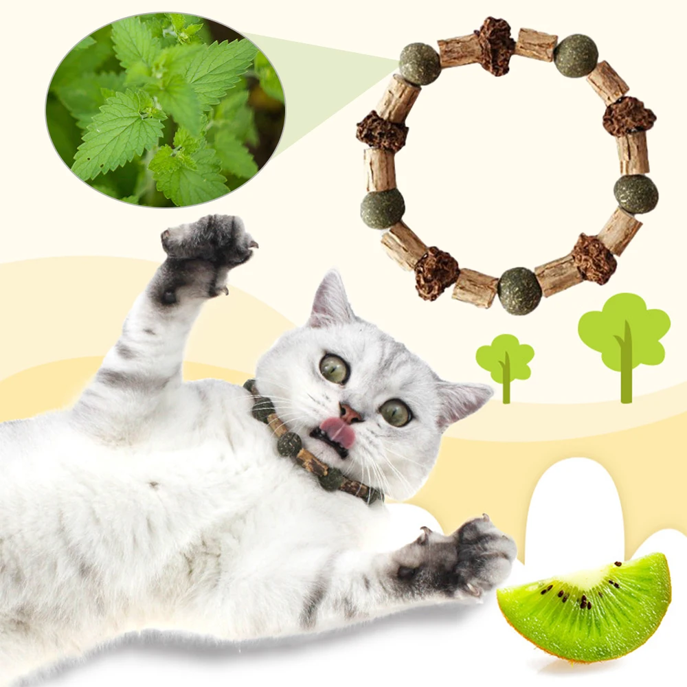 Pet Cat Natural Catnip CollarDurable Elastic Necklace Chew Teeth Cleaning Treat Toys For Toy | Дом и сад