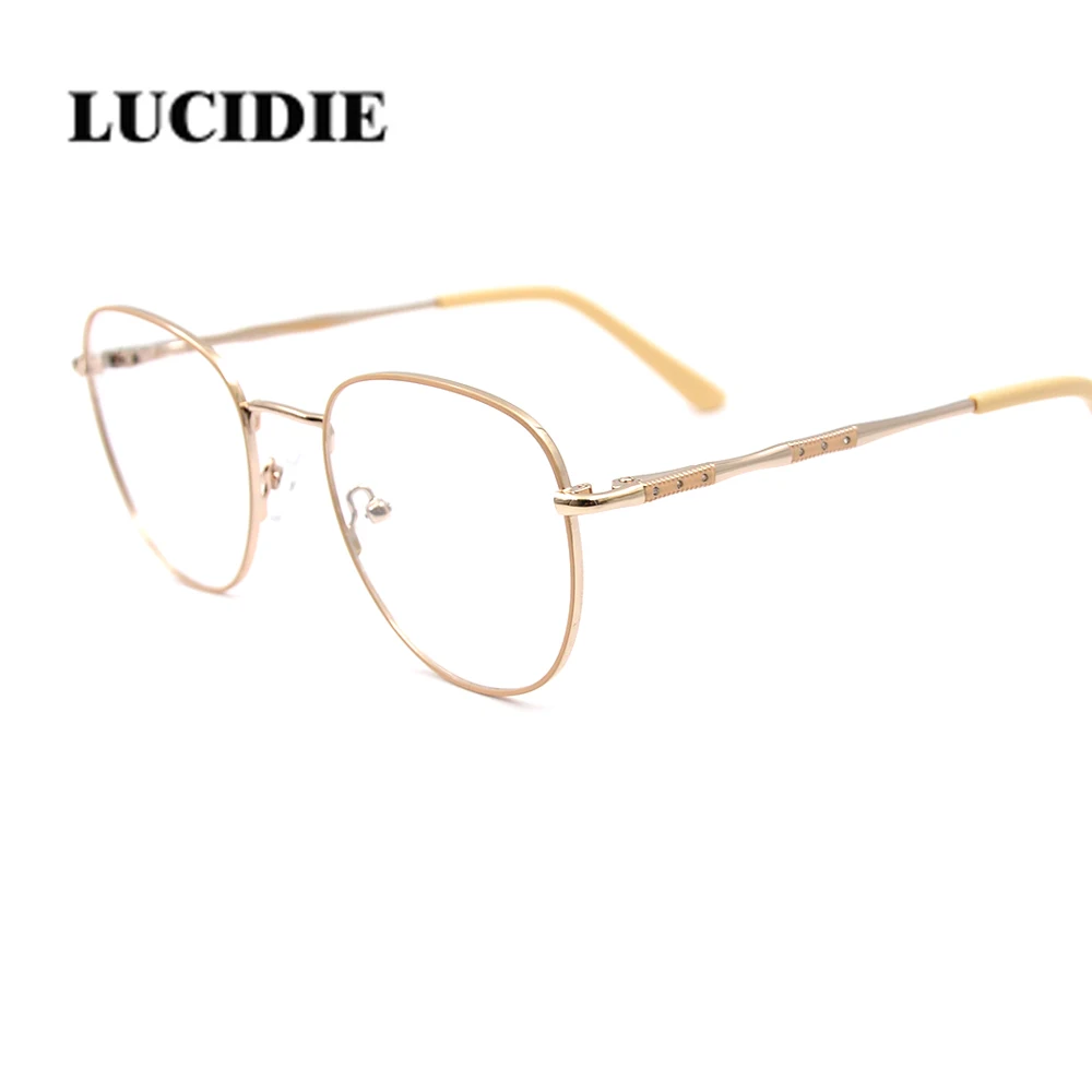 Lucidie модные круглые большие оправы для очков женские прозрачные линзы желтые очки оправа