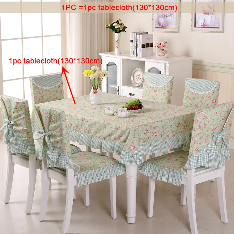 SLC 1pc-130x130cm Всесезонная скатерть, чехол на обеденный стул, противоскользящая Подушка с кружевным краем, чехол на стол, Пылезащитная скатерть, набор, декор для кухни - Цвет: SLC 1pc-130x130cm