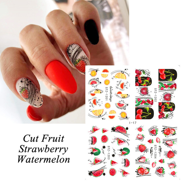 Leaf Vine Stickers For Nails Fashion Purple Flowers Water Sliders Butterfly Geometry Nail Art Decals Set LASTZ888-STZ891