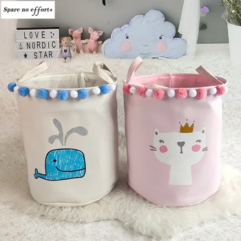 

35*40cm Sundries Storage Barrels High Capacity Pink Cat Whale Foldable Toy Storage Box Home Organizer Dirty Laundry Basket