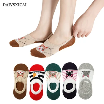 

5Pair/lot=10pieces Cartoon Cat Invisible Female Cotton Socks Breathable Sweat-Absorbent Sports Fashion Socks Ladies