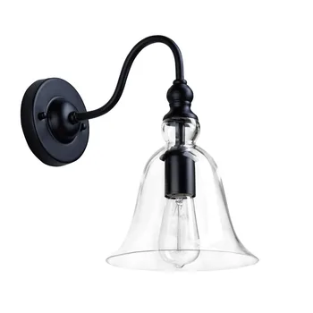 

Simple American Retro Lighting Cafe Bar Glass Personality Wild Bell Wall Lamp Living Room Restaurant Wall Mounted LED Bulbs Iron