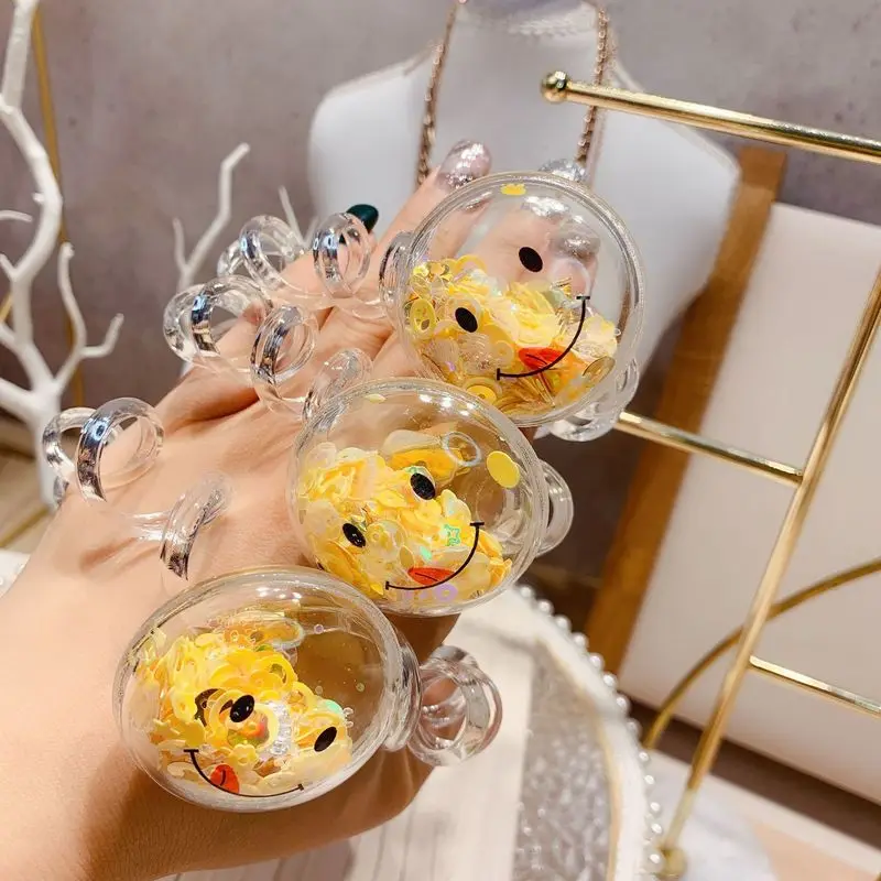 

New Korean Cute Small Fresh Sequins Quicksand Smiley Phone Line Hair Rope Fashion Temperament Girl Women's Ponytail Headwear