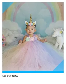 Girls Flower Unicorn Tutu Dress with Headband Pastel Rainbow Dress for Children Pageant Birthday Party Clothing Fairy Costume (10)_