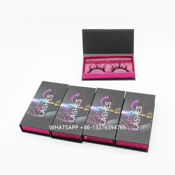 

Custom Lashbox Packaging 5D 25MM Crisscross Mink Eyelashes Rectangle Black Mink Lashes Box With Plastic Tray Wholesale