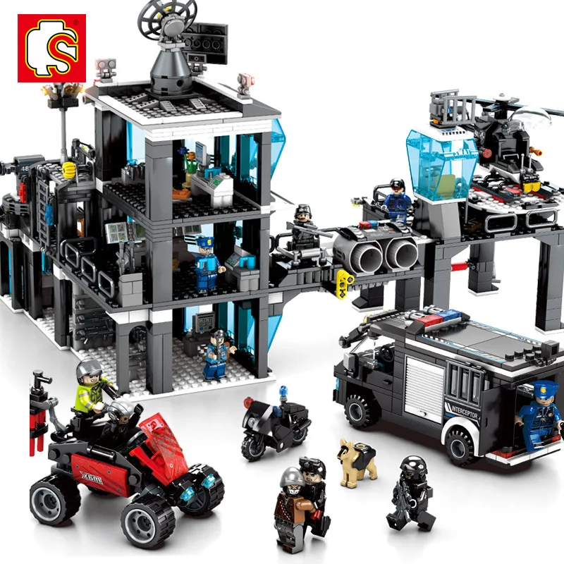

Baby Semp 102491 Explosion-Proof Police Headquarters Agency Children'S Educational Assembled ENLIGHTEN Building Blocks Boy Toy
