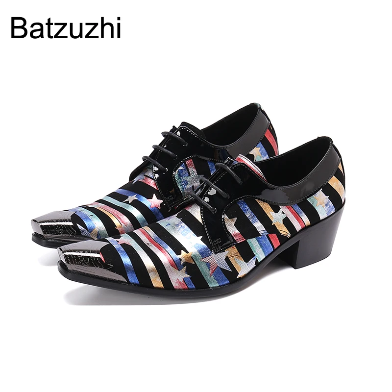 

Туфли Batzuzhi мужские на высоком каблуке 6,5 см, заостренный носок, кожа, Классическая обувь, на шнуровке, для бизнеса вечерние НКИ и свадьбы