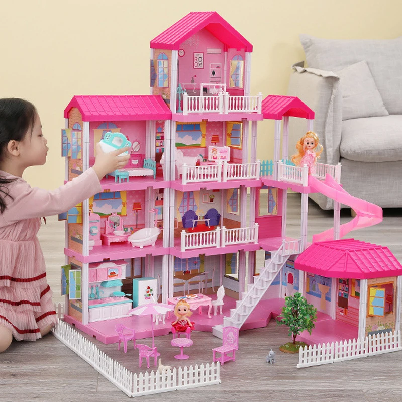 Casa de DIY para muñecas para bebés QWZ, casa de muñecas hecha a mano, castillo, casa de muñecas, regalos de cumpleaños, juguetes educativos, casa de muñecas para niñas - 6