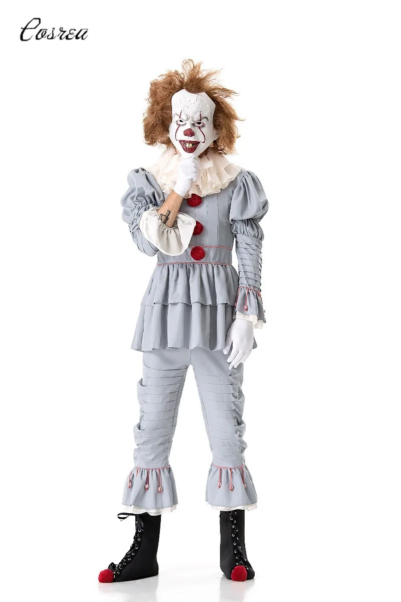 Белый Стивен Кинг это косплей костюм Взрослый Pennywise костюм сексуальный костюм клоуна на Хеллоуин наряд костюм женский джокер костюм