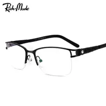 Модные женские непокрытые широкоугольные линзы дизайн полуоправы металлическая оптическая оправа очки с прозрачными линзами RMG5089