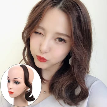 

DIANQI dark brown side curly fake bangs clip in bangs hair extensions with high temperature synthetic fiber for women