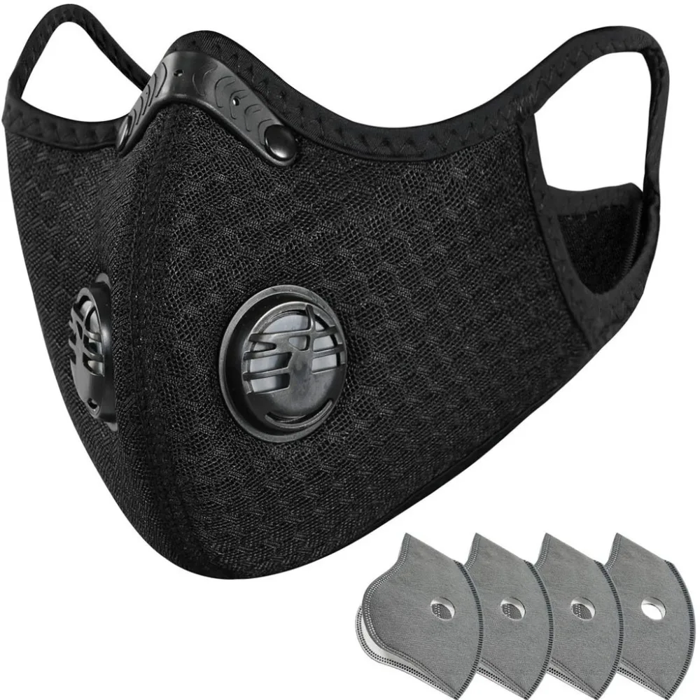 Dust With 4 Filters Half Bicycle Cycling Face Masks Breathable Reusable Activated Carbon Dustproof Respirator #4I13 (4)