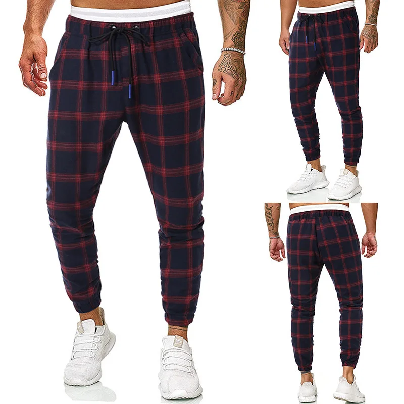 

2019 Ouma Autumn And Winter New Style Fashion Plaid Printed MEN'S Sports Trousers Casual Pants 7132