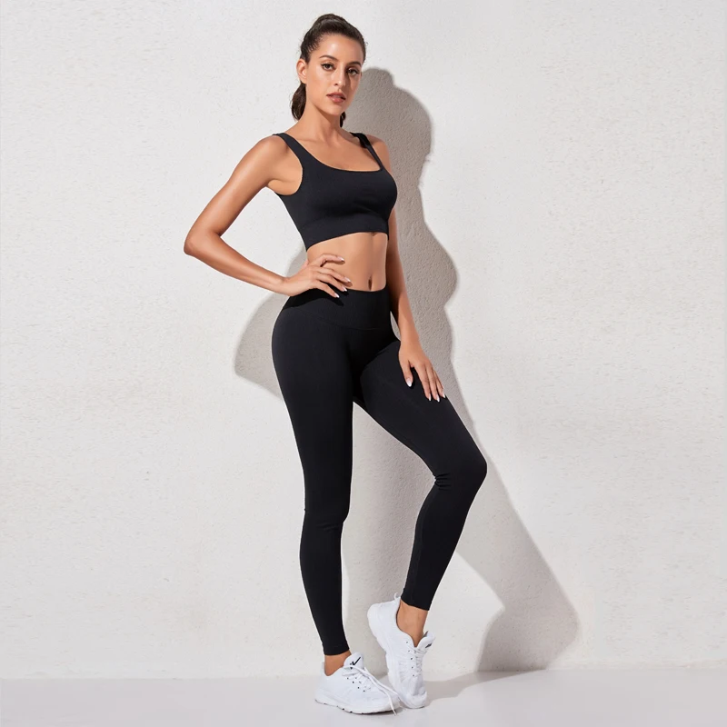 High Waist Sports Legging Gym Women's sportswear Seamless Fitness Women Yoga Suit High Stretchy Workout Set Padded Sports Bra