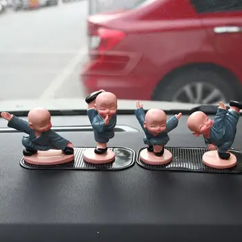 

4Pcs Doll Chinese Kung Fu Young Monk Car Ornament Decoration Resin Handicraft