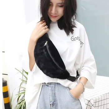 

Soft Plush Women's Fanny Pack Leopard Banana Waist Bag Female Belt Bag Shoulder Crossbody Chest Bags Hip Pouch Bum Purse
