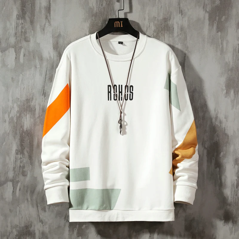 

2021 Patchwork Color Sweatshirt Men'S Hoodies Spring Autumn Hoody Casual Streetwear Clothes Black White crewneck sweatshirt