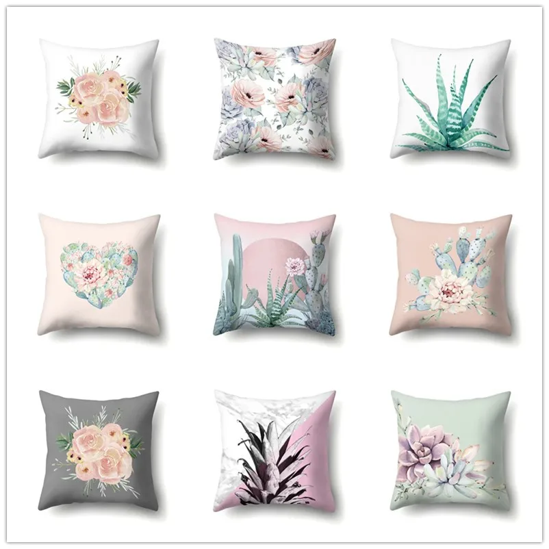 

Succulent Plants Cushion Cover Fresh Cactus Pineapple for Sofa Couch Bedroom Decorative Pillowcase Home Living Room Decor 45x45