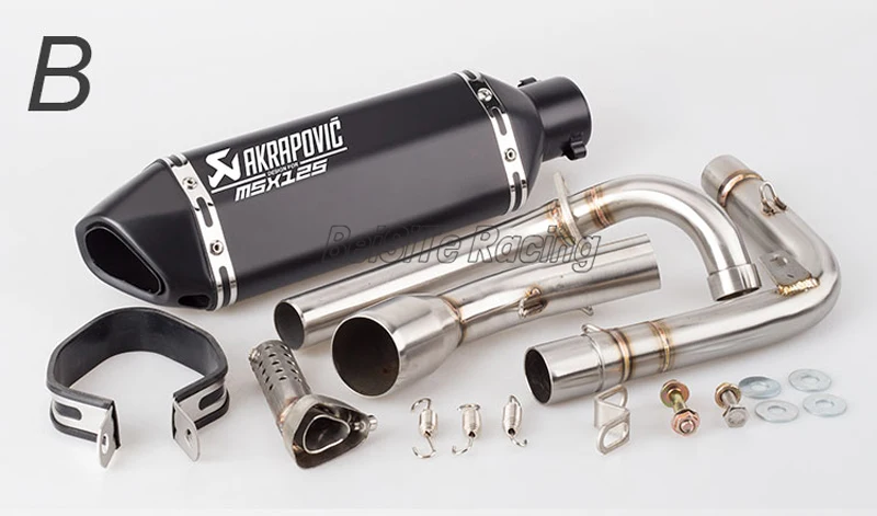 B Мотоцикл Akrapovic выхлопная средняя выхлопная труба Mid разъем слипоны для MSX обезьяна 125 Ducati кукла MSX125 выхлопная труба скутера - Цвет: B
