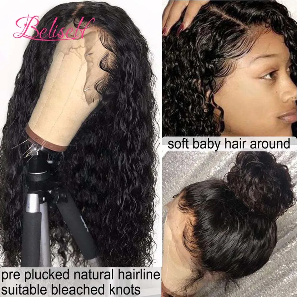 360 Lace Frontal Wigs Brazilian Water Wave Wig Pre Plucked 360 Full Lace Wigs 30inch Wet and Wave Human Hair Beliself Hair