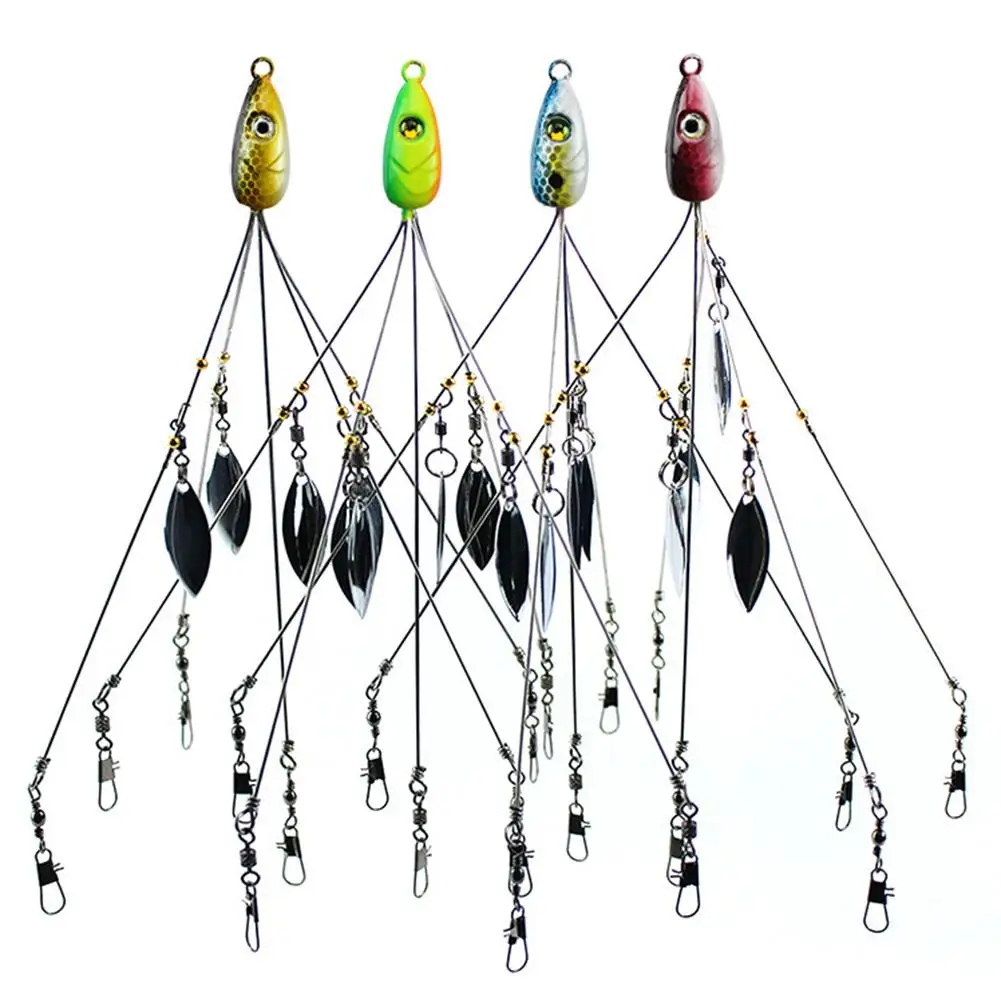  Umbrella Fishing lure Rig 5 Arms Alabama Rig Head Swimming Bait Bass with Swivel Snap Connector Min