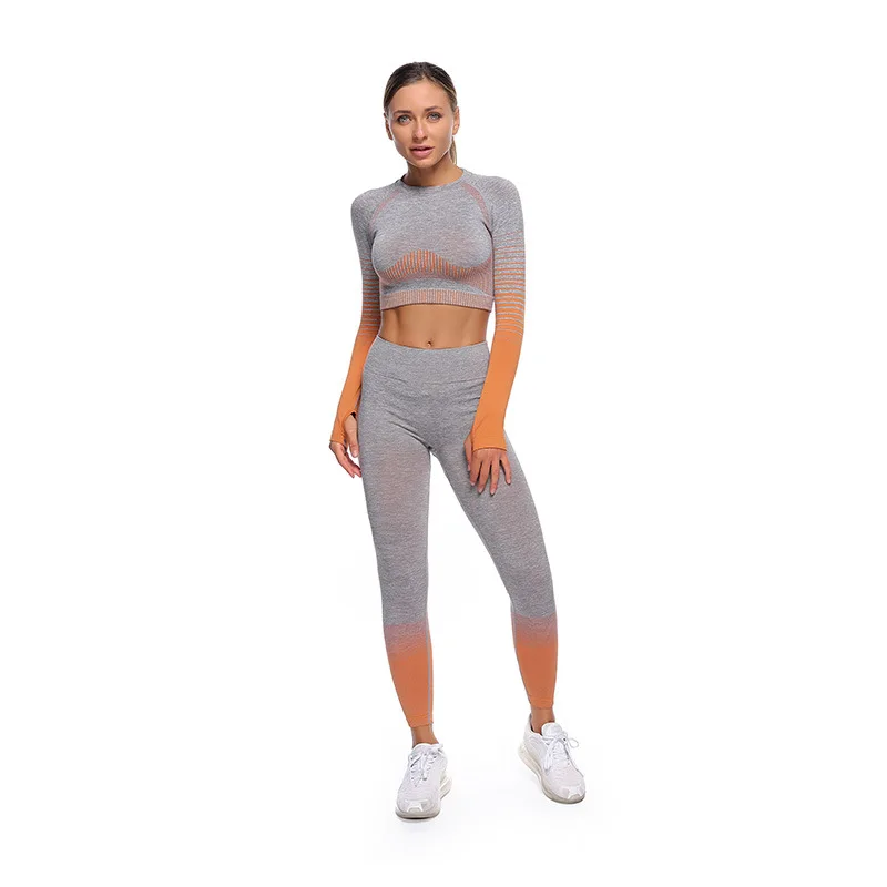 2 stücke Frauen Sport Outfit Trainingsanzug Nahtlose Yoga Set Gym