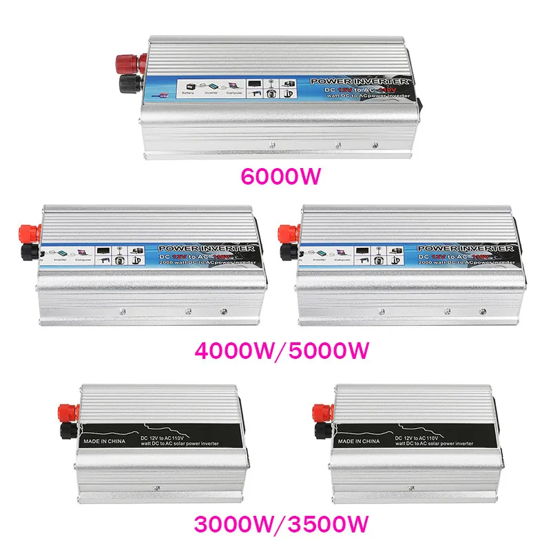 Солнечный инвертор DC12V для AC110V 6000/5000/4000/3500/3000W модифицированный синусоидный инвентор с Мощность инвертор Напряжение трансформатор преобразователь питания для автомобиля