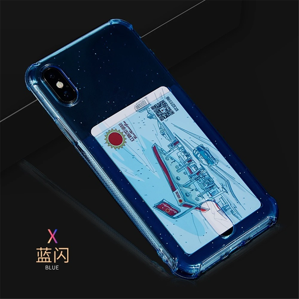 For IPhone 7 8 Plus XR XS MAX Credit Card Holder Soft TPU Cover For iPhone 5 5S SE 6 6S 11 Pro Max Plus Wallet Silicone Cases (2)