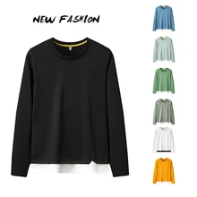 Fashion Multi Color Autumn Men's Hoodies Round Neck Loose Stitching Pullover Hoodie