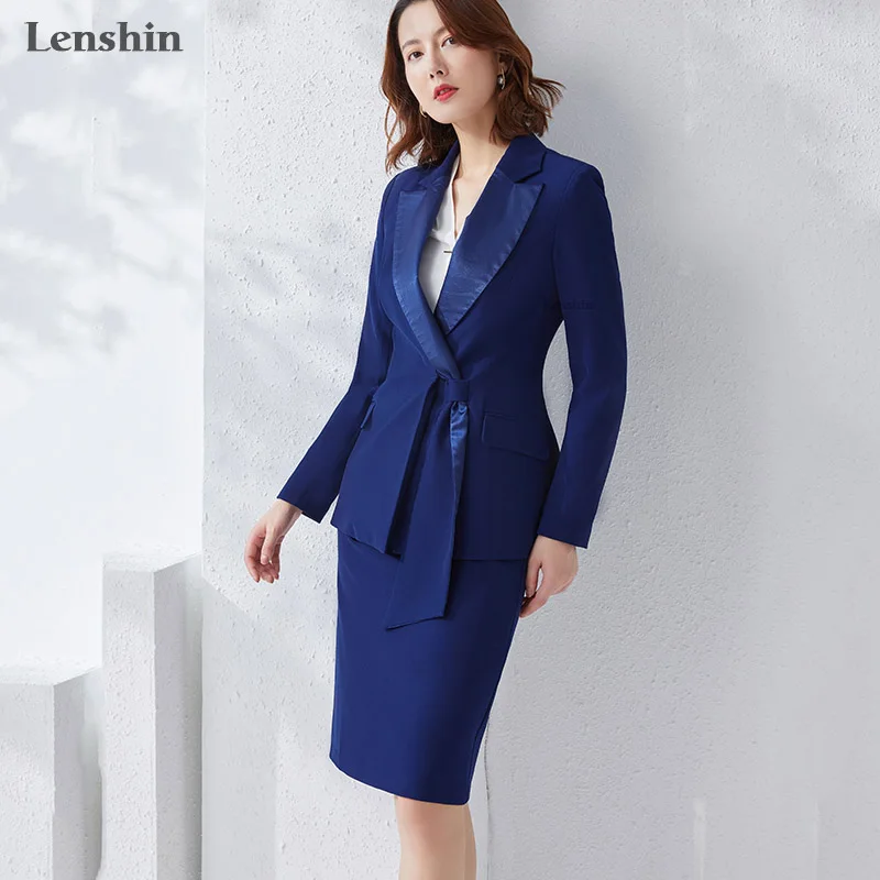 Lenshin комплект из 2 предметов элегантный официальный лоскутный костюм с юбкой