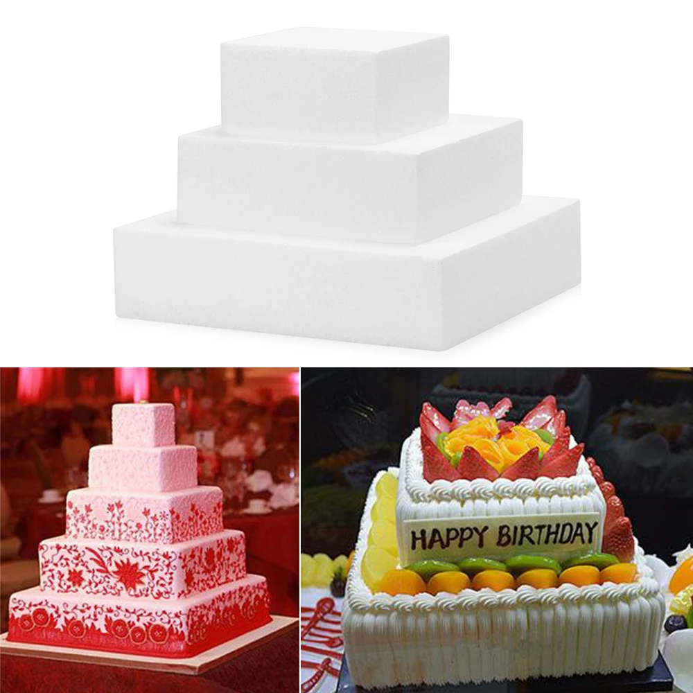 

4/6/8/ inch Square Cake Dummy Modelling Sugar Craft Kitchen Party DIY Practice Model Cake Foam Mould Styrofoam