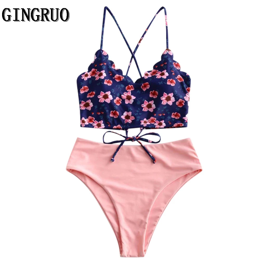 frill top swimming costume