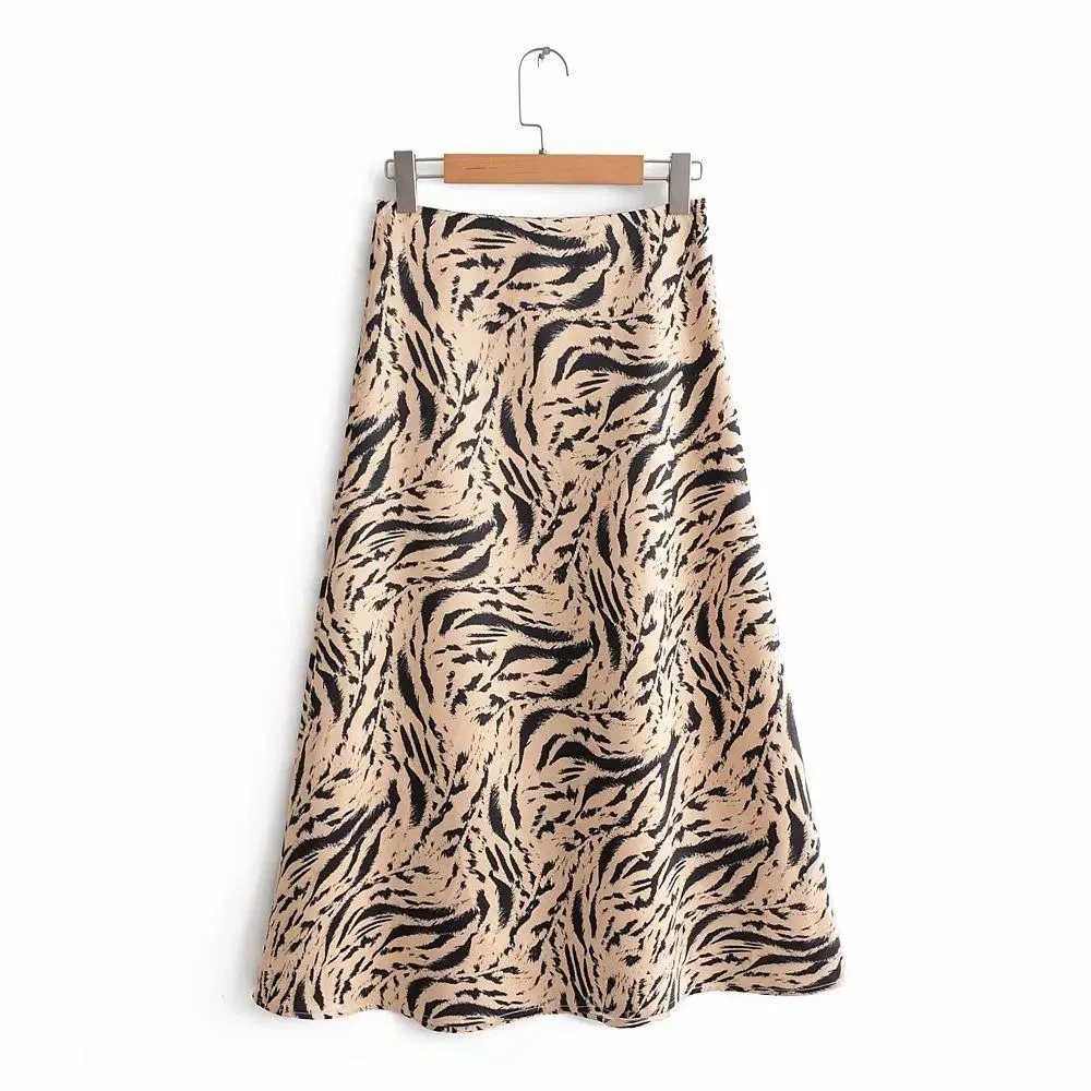 

2019 Spring Summer Fashion Tiger Pattern Printed High-waisted A- line Skirt Long Skirts Skirt WOMEN'S Dress Skirt