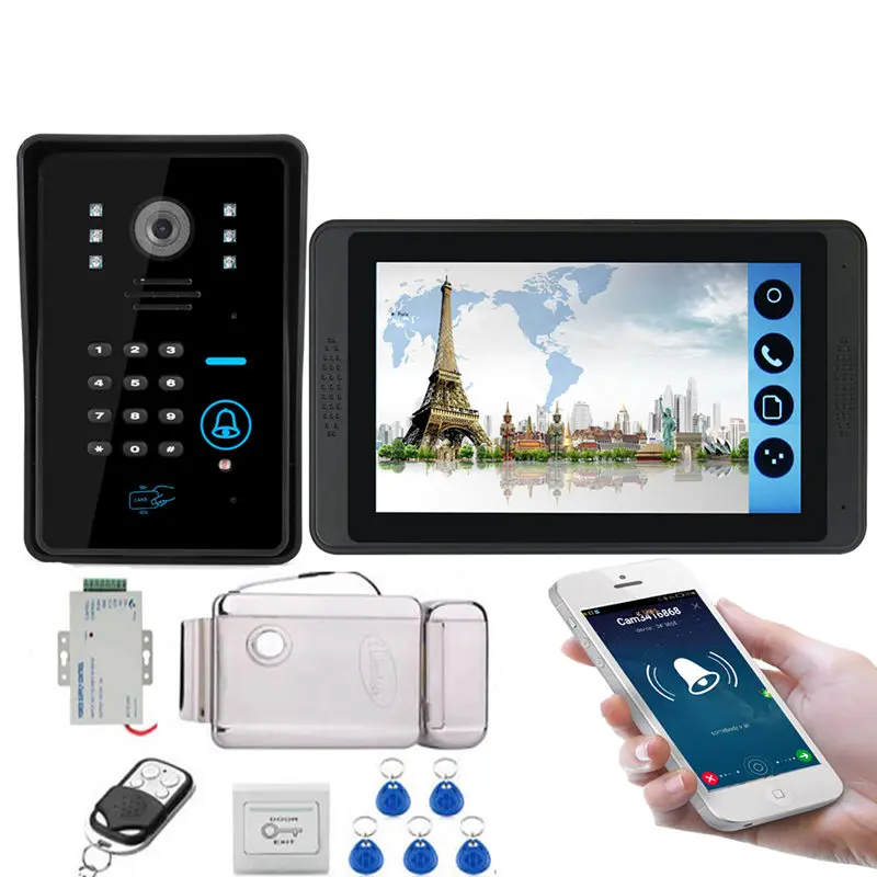 Wifi приложение удаленный Пароль/устройство чтения rfid " lcd ip-интерком видеодомофон с дверным замком DIY Видео дверной телефон ИК камера - Цвет: 618MJIDS11B5