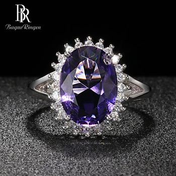 

Bague Ringen Oval shaped Silver 925 Jewelry Large Gemstones Ring for Women Sunflower Sapphire NEW HOT SALE Female Gift Wholesale