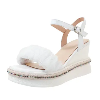 

High Heels Platforms Peep Toe Women Sandals Genuine Leather High Heels Pumps Summer New Wedding Prom Shoes Woman