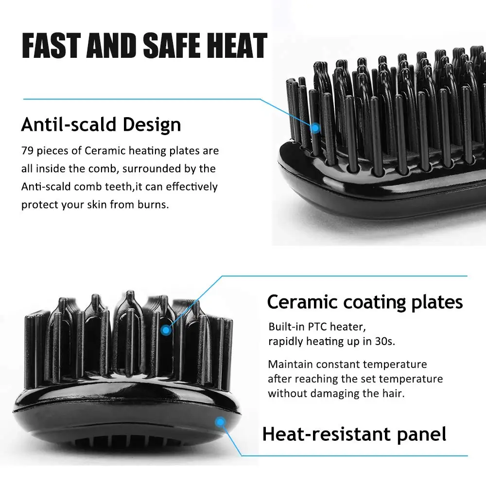 Günstig Multifunktionale Haar Kamm Pinsel Bart Haarglätter Haar Begradigen Richt Kamm Haar Curler Schnell Haar Styler Für Männer