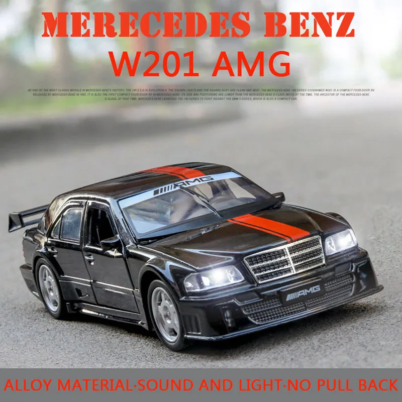 1:32 Mercedes Benz W201 AMG Модель автомобиля из сплава литая Игрушечная модель автомобиля звук и светильник детская игрушка коллекционные вещи