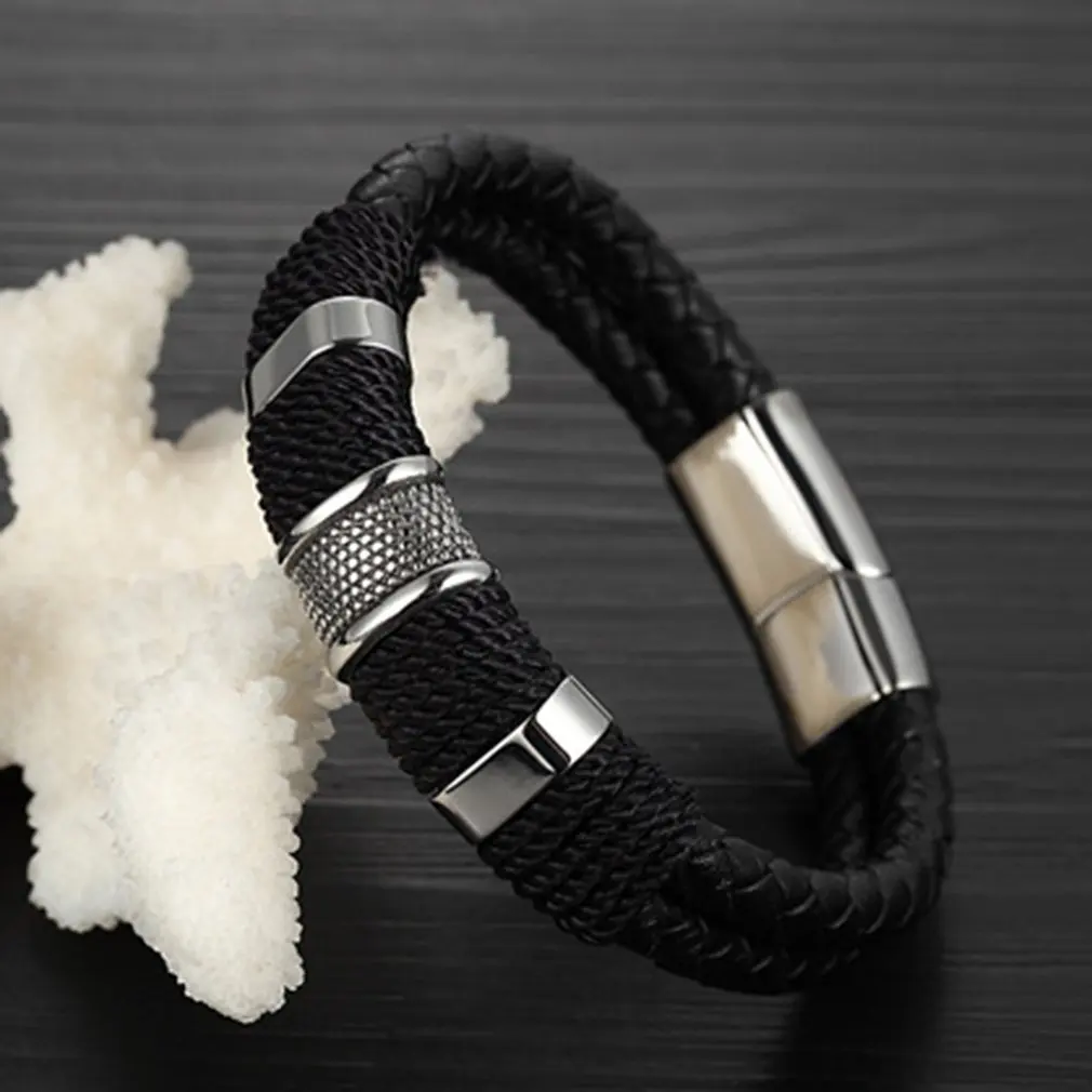 Мода модный мужской браслет обратный кожанный браслет pulseira feminina bileklik горячая Распродажа unsix браслет