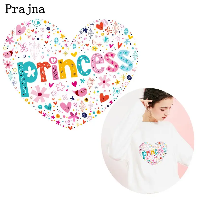 

Prajna Colorful Heart Patch Iron On Transfers Vinyl Heat Transfers Cute Stickers Appliques Patches For Kids Clothes T-shirt DIY