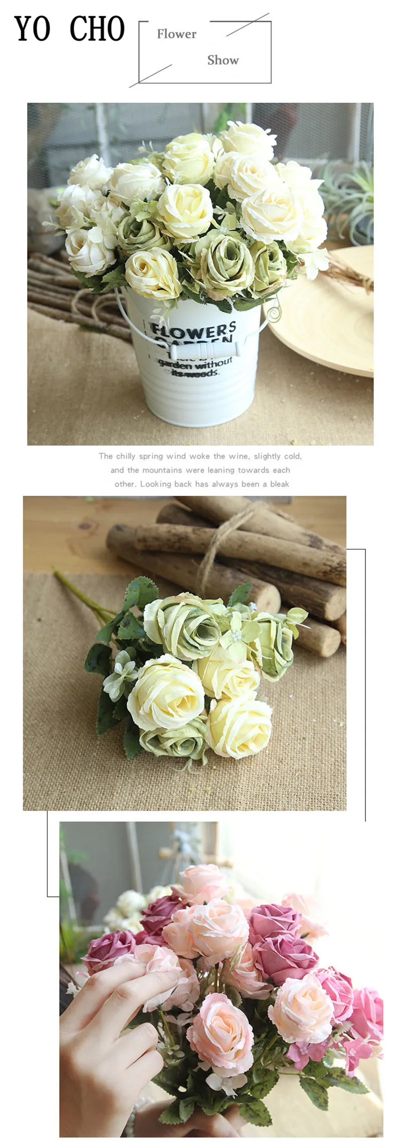 wedding bouquet artificial flowers roses peonies home decor (6)