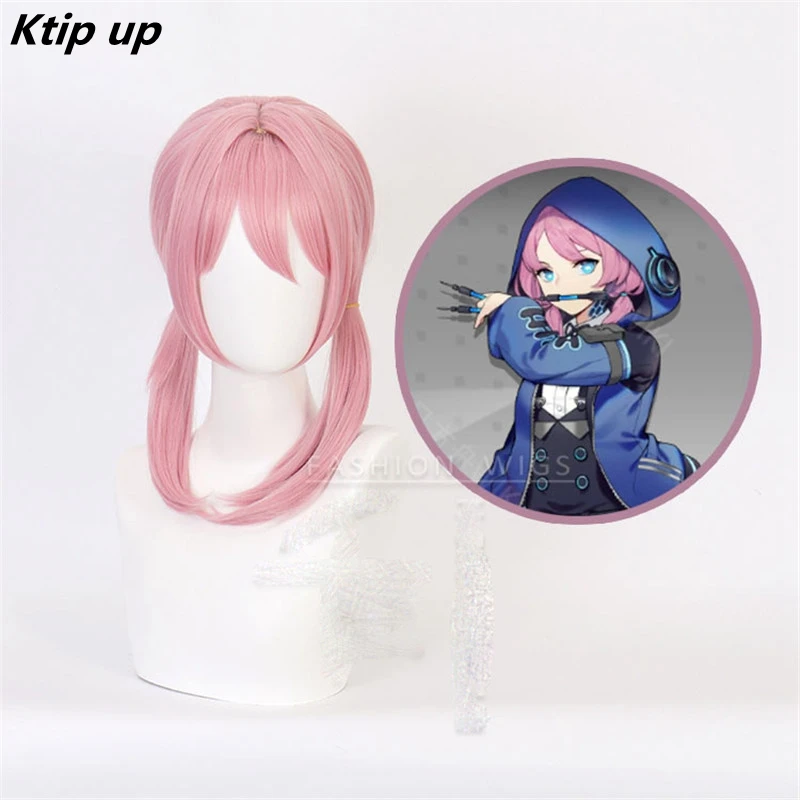 

Ktip Up Game Arknights Blue Poison Cosplay Wig Pink Heat Resistant Synthetic Hair Blue Poison Peruca Anime Party Costume Wigs