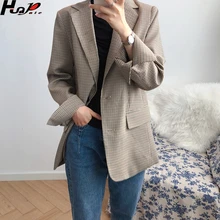 Huapate осень и зима мужской костюм куртка Хаундстут однобортный хлопок одежда Свободный Повседневный Кардиган Feminino co