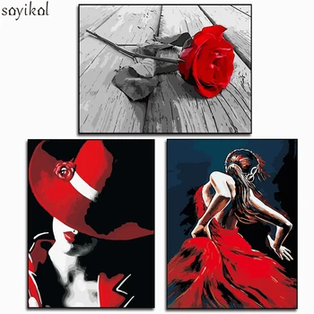 

Coloring By Numbers,Diy Painting By Numbers,Sexy Women Rose,Flowers Pictures By Numbers Frameless DIY Oil Paintings