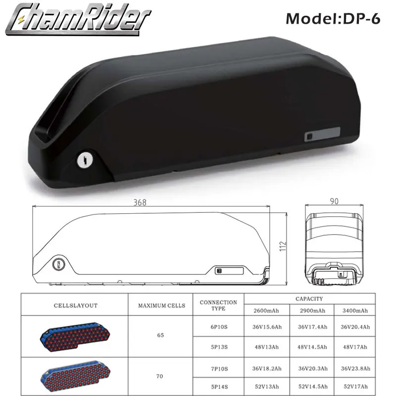 REENTION батарейный блок чехол для батареи Hailong Polly Tigershark нижняя труба задняя стойка Электрический велосипед Ebike батарейный блок 18650 ячеек чехол - Цвет: DP-6