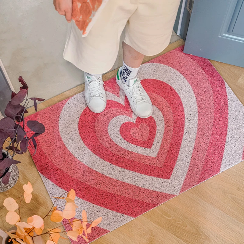 

Modern Love Radiation Home Door Mat Carpet PVC Anti-slip Hallway Living Room Porch Kitchen Entrance Door Mat Custom Mat Carpet