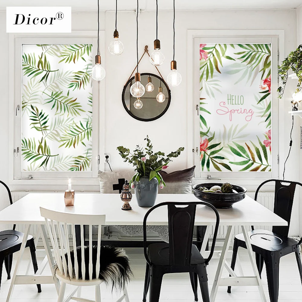 PVC Glass Film 2018 New Style Window Frosted Opaque Privacy Sticker Home Decor Digital Print BLT1294 Plant Garden | Дом и сад