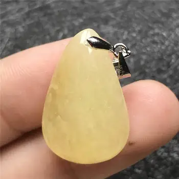 

Top Natural Yellow Amber Pendant Jewelry For Woman Man Crystal 25x19x6mm Beads Water Drop Gemstone Silver Necklace Pendant AAAAA
